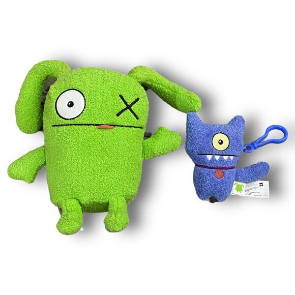 Ugly Dolls Ox Plush Mayor Uglyville Hasbro 2019 Green Stuffed & Blue Keychain - Picture 3 of 3